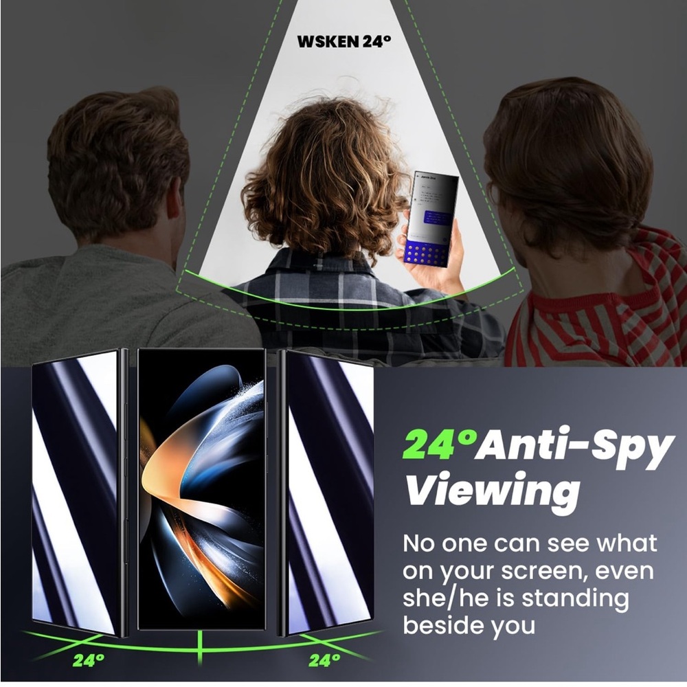 WSKEN - Samsung Galaxy S24 Ultra Privacy Screen Protector Tempered Glass 2-Pack - Picture 4 of 8